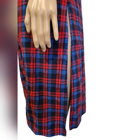 Red & Blue Stylish Plaids! Versatile, Side splits, Chest Pockets, Knee Length SM - Picture 2 of 16